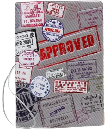 Weltkarte Reisepasshülle / Halter / Brieftasche / Schutzhülle mit Kartenfach, Tasche und Gummibandverschluss, Graue zugelassene Reise, 19 - 32cm, Retro