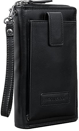 STILORD 'Kieran' Reisebrieftasche Leder Reise-Geldbörse mit Handyfach Handgelenktasche viele Fächer XL-Brieftasche RFID-Blocker Echtleder Vintage, Farbe:schwarz