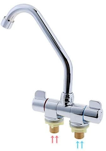 Camper Faucet Folding Faucet RV Water Tap Cold and Hot Water 360 Degree High-end Kitchen Sink Faucet Gooseneck Spout Dual Knob Handles Brass Constructed & Chrome Polished G1/2