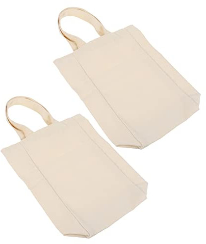 Zerodeko 2stücke Portable Canvas Weinflaschentasche Robuste Tragetasche Für Weinflaschen Handliche Geschenkverpackung Faltbar Großes Fassungsvermögen Beige