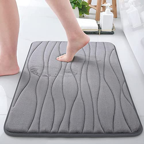 Homaxy Memoryschaum Badezimmerteppich Badematte - Dunkelgrau, 40x60 cm | mikrofaser-korallensamt gefühlt, weich & komfortabel, rutschfeste rückseite, ultra saugfähig, pflegeleicht, waschbar