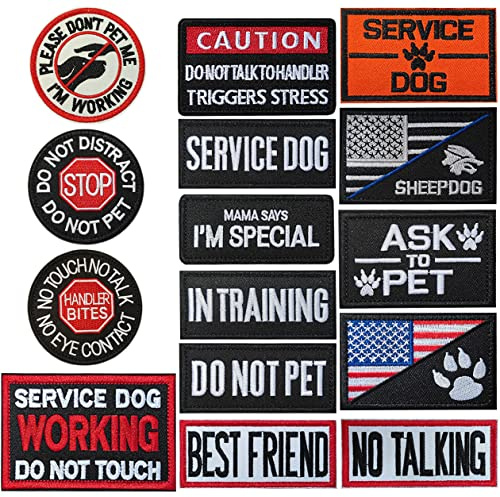 ZESION Hundeaufnäher, abnehmbar, bestickt, Klettverschluss, für Weste, Geschirr, Halsband, 15 Stück