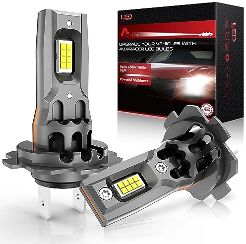 AUXIRACER H7 LED-lampa, CSP 6500K 600 % chip, H7 LED-billampa, ersättning för halogen och xenon (2 lampor) (h7 (1 8 000 lm))