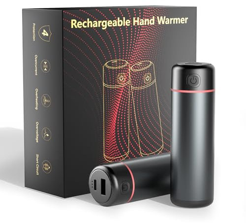 EXTSUD Handwärmer Elektrisch 2 Stück Taschenwärmer 2 x 5000mAh Wiederaufladbar Handwärmer 10000mAh Schnellaufladung Hand Wärmer Ultraleicht&tragbare USB Powerbank Winter Geschenk für Männer und Frauen