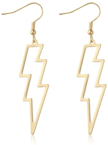 Blitz Ohrringe Damen Metall Lightning Tropfen für Damen und Mädchen - 80er Jahre Party Zubehör