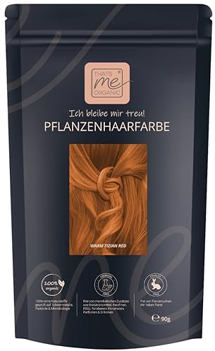 Thats me Organic® Profi Pflanzenhaarfarbe Nachfüllpack (warm tizian red) – Bio Haarfarbe ohne Chemie – Ideale Haarfarbe auch während der Schwangerschaft und Stillzeit