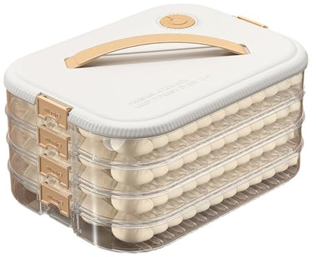 Scatola per ravioli, contenitori trasparenti a 4 strati con coperchio ermetico, vassoio impilabile per conservare gli alimenti con timer, per gnocchi, pasta, noodles
