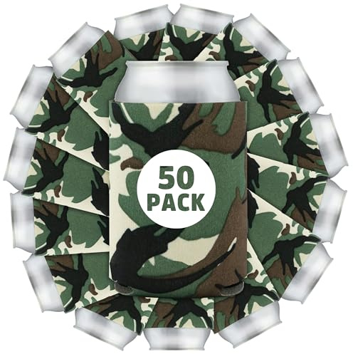 50 Pcs Bulk Blank Collapsible Can Coolers - Perfect For Sublimation Printing, HTV, Screen Printing or DIY Crafts (Camo)
