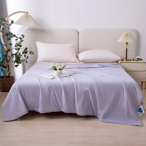 DOTBUY-SHOP Quilted Bedspreads, Summer Quilt Bed Throws Cotton Filling Duvet Single Double Super King Size Children's Bed Quilted Throw for All Season (150x200cm,Violet Color)
