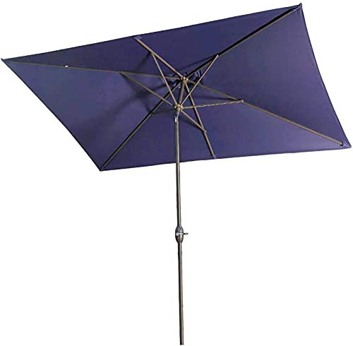 NBHDEK Ombrellone da Esterno, Ombrellone da Tavolo da Mercato Quadrato da Giardino/Balcone 2m, Manovella e Inclinazione, Ombrellone di Protezione Esterna/Sdraio, Piccolo Ombrell