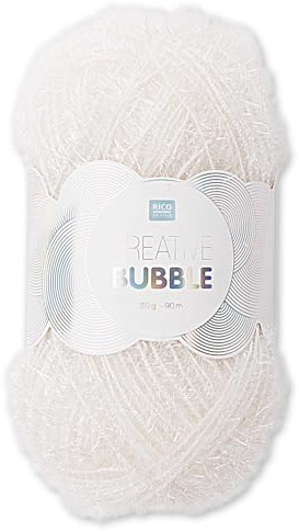Frida's Wollhaus Rico Design 50 g Creative Bubble Schwammgarn Wolle Stricken Häkeln 57 Farben (001 | Weiß)