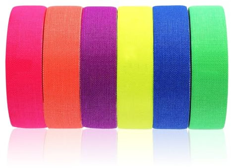 6 Rolls Fluorescent Tapes Reflective, 5M Luminous Tape Glow in The Dark UV Tapes Neon Self Adhesive Wrning Tape for Party Decoration Pub Party(6 Colors)