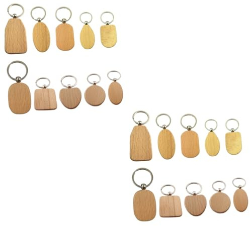 GALPADA 20pezzi Portachiavi Legno Non Per Mini Tavoletta Legno Per Incisione e Pittura Portachiavi Decorativi Per Chiavi e Zaini Stile Misto