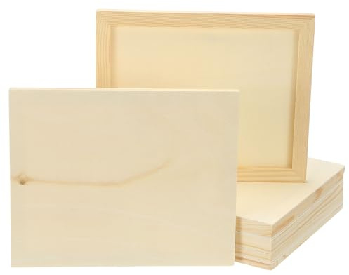 PATIKIL 7.5 x 9 Inch Wood Canvas Panels, 8pcs Unfinished Wooden Frame Square Art Board for Crafts Oil Paint Pouring Acrylics Painting DIY