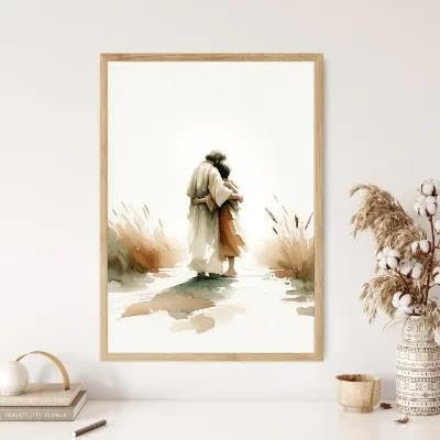 Yocheng Paraboles de Jésus Affiche Croyants Chrétiens Aquarelle Peinture Impression Sur Toile Porche Maison Mur Art Décoration Peinture Suspendue 60x90cm sans cadre