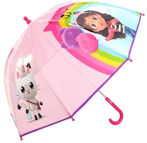 Gabby's Dollhouse Kids Dome Umbrella – Official Licensed Children's Character Toddler Umbrella, Strong, Lightweight & Windproof School Rain Umbrella for Girls & Boys, Child-Friendly Safety Opening