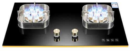 Cuisinière À Gaz 2 Brûleurs, Cuisinière À Gaz En Acier Moulé En Verre Trempé 7,2 KW, Cuisinière De Conversion GPL/GN, Avec Protection Contre Les Flammes Et Sécurité Enfant(LPG)