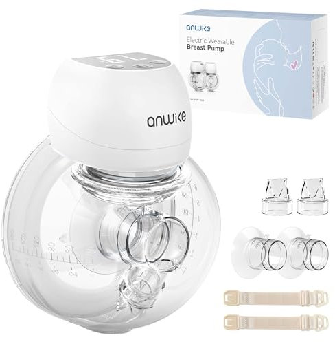 ANWIKE Milchpumpe Elektrisch Ultra-Leicht 193 g - Schmerzfreie Handsfree Milchpumpe, 3 Modi 9 Stufen mit LED-Anzeige, Geringer Geräuschpegel, Freihändig Elektrische Milchpumpe mit 21/24mm Flanschen