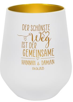 Herz & Heim® Personalisiertes Windlicht zur Hochzeit – Graviertes Windlicht mit Namen & Datum – Hochzeitsgeschenk für Brautpaar – Elegante Deko in Weiß oder Schwarz (Weiß)