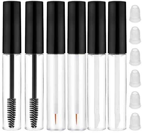 6 Stück Lipgloss Behälter,Mini Make up Behälter,Tragbare Leer Mascara Behälter, Wimperntusche Tube mit Wimpern Zauberstab,Nachfüllbare Eyeliner Container Tube,für DIY-Kosmetik(10ml)