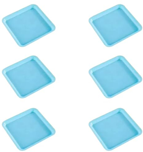 Aoktorkit 6 sottovasi quadrati per piante, 10 x 10 cm, in plastica, per vasi da fiori, per interni ed esterni, giardino, blu
