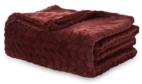 Winthome Kuscheldecke Flauschig Weich, Sofadecke Warme, Fleecedecke Kuschelige, Pflegeleicht, Blanket Für Kinder, Teenager, Erwachsene, Couchdecke Geeignet für alle Jahreszeiten (220x240cm, Weinrot)