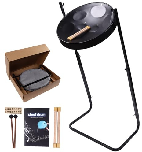 SINGOFIRE 8 Note Steel Drum Steelpan Educational Instrument | Adjustable Height 19-36 inches | Handcrafted with Mallets Travel Bag (Black)