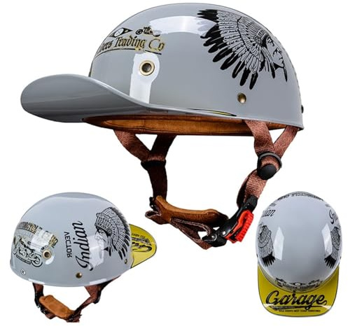 Casco de Moto Tipo Gorra de béisbol Vintage, Retro con Visera extendida y certificación ECE, Abierto for Hombre y Mujer for Motos Cruiser, ciclomotores y Scooters.