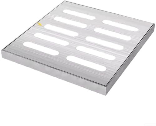 Oniissy Abflussgitter aus Edelstahl, wasserdicht, quadratisch, Bodenablauf, effizientes Regenwasser für Garten, Garage, Terrasse, Parkplatz (250 x 250 mm)