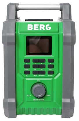 BERG ABR 30 Radio de chantier avec DAB+, Bluetooth 5.3 et batterie Li-ion I Son robuste pour les professionnels I IP54 résistant à la poussière et aux éclaboussures I 2 haut-parleurs de 15 W, écran