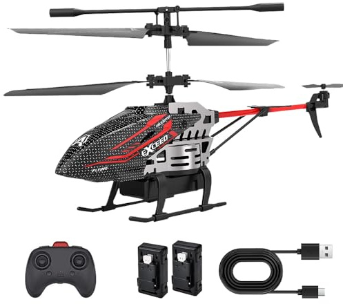 KUWUNG RC Helikopter 2.4G, RC Hubschrauber Spielzeug mit Led-Licht 3.5 Kanal Gyro Feste Höhe, Start mit Einer Taste, Hubschrauber Ferngesteuert für Innen und Außen, Jungen und Erwachsene (Rot)