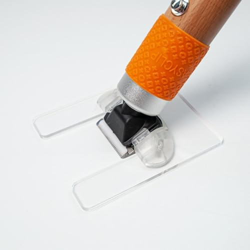 Tuftningssax hållare – justering av rakning för mattor, transparent slät | ställ, 13 x 10 cm balanserad guide + precisionsspårpassform, hållbar akryl | för hantverksrum [tidsbesparande]