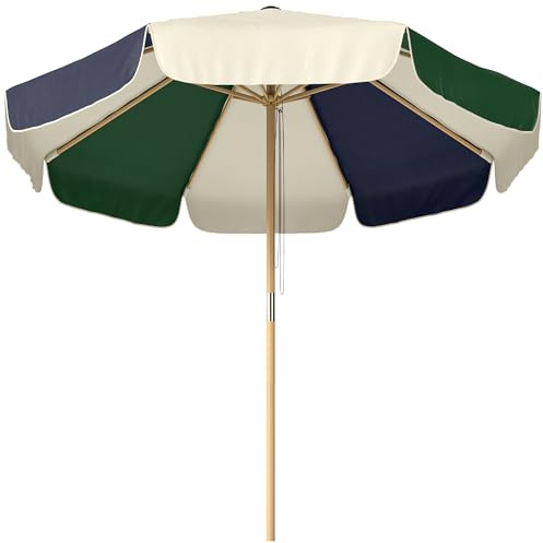 Outsunny Parasol de Jardin à Corde UPF30+ Rétro Ø 226 cm Crème et Vert