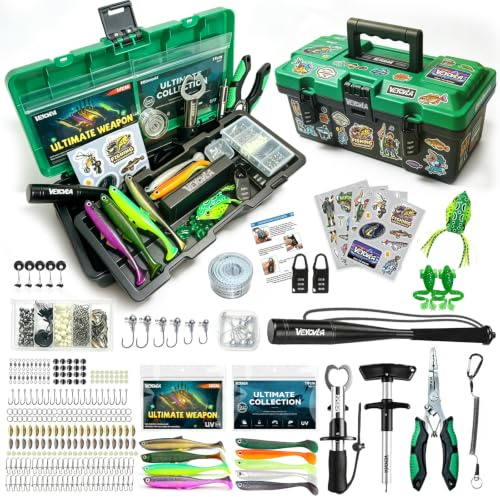 VEYCVLA Fishing Angelkoffer-Set mit AngelZubehör | Angelset inklusive Premium-Angelwerkzeug Fischtöter für Zander,Barsch,Forellen Köder | Anfänger Profi & Erwachsene, ideal zum Verschenken