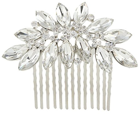 EVER FAITH® österreichischen Kristall Träne Form herrlich elegant Braut Haarkamm Haarschmuck Silber-Ton N00406-1
