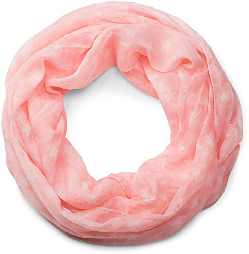 styleBREAKER seidiger Sterne Muster Loop Schlauchschal, Crash and Crinkle, Tuch, Unisex 01016093, Farbe:Vintage meliert Rosa-Weiß