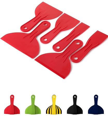 Bates 6 Pack Plastic Putty Knife Set - Paint Scraper, Spackle Tool, Spreader