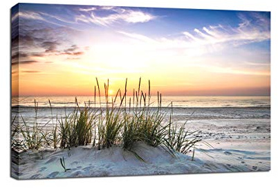 Visario Leinwandbild 120x80 cm 5020 See Landschaft Natur Panorama fertig gerahmt auf echtem Holzrahmen - Wandbild Wohnzimmer Schlafzimmer Büro moderne Wanddekoration Kunstdruck Bild groß einteilig