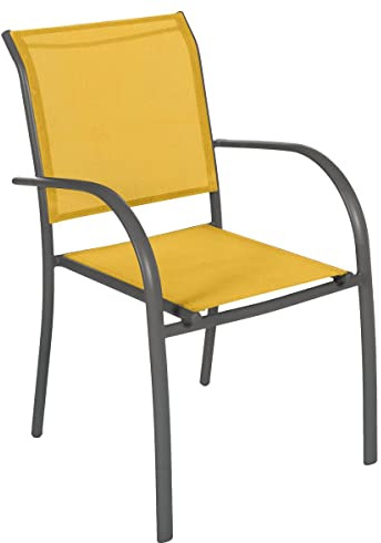 Hespéride - Sillón de jardín apilable Piazza Mustard Yellow & Graphite