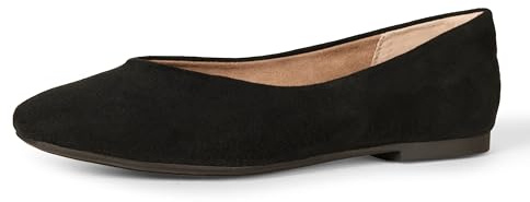 Amazon Essentials Ballerine Confortable À Bout Carré À Enfiler Femme, Noir, 38.5 EU