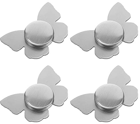 BESTonZON 4 Stücke Magnet Tischdeckenbeschwerer Magnetische Tischdeckenklammern mit Schmetterling Anhänger Edelstahl Tischdecke Anhänger Befestigen für Hochzeit Outdoor Garten Restaurant Deko