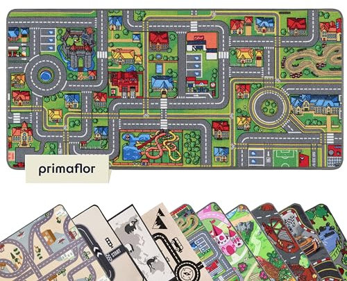 Primaflor Spielteppich mit Streets-Design - Spielteppich für Kinder 95 x 133 cm - pflegeleichter Kinderteppich mit Straßen