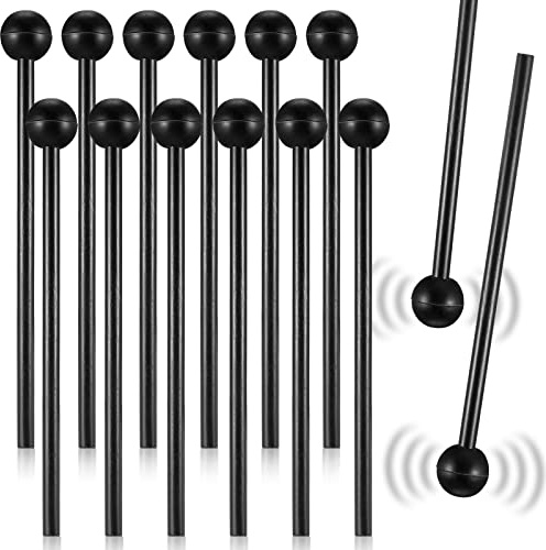 12 Pcs Wood Mallets Percussion Sticks Rubber Head Xylophone Mallets Drum Percussion Mallets with Carry Bag for Xylophone Glockenspiel Marimba Bell Chime Music Instrument Percussion, Black, 8.5 Inches