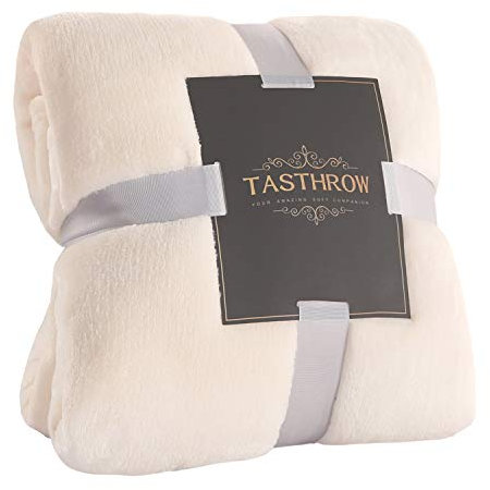 TASTHROW Flanelle Couverture Polaire, Moelleuse Couverture Polaire Epaisse, Jeté de Canapé Couverture Chaude et Douce en Peluche Plaid Polaire (Blanc crème, 150x200cm)