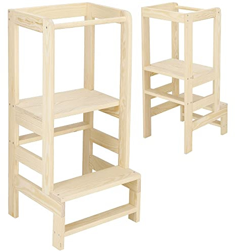 SPRINGOS Legno torre di Apprendimento Pieghevole Torre di Apprendimento Montessoriana Regolabile in Altezza Torre di Apprendimento