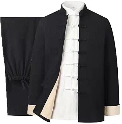 Baumwolle Leinen Tai Chi Uniform Set Tang Anzug Chinesische Traditionelle Kleidung Herren Kampfkunst Kleidung Atmungsaktiv Langarm Mantel Tops Hose, Kung Fu Uniform Zen Meditati