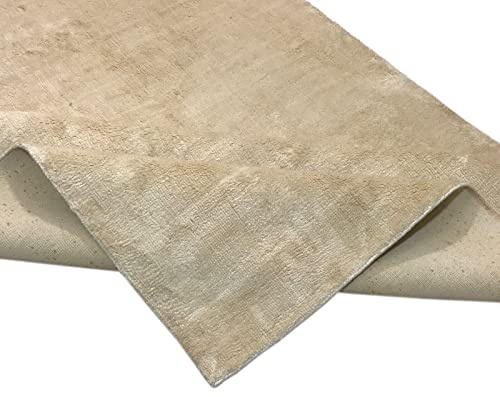 WAWA TEPPICH Orientmatta 170 x 240 cm beige matta handvävd viskos handgjord enfärgad