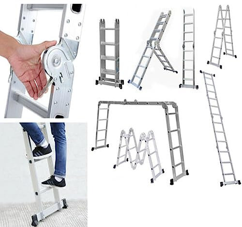 Portable Ladder 4.7m Ladder Telescopic Ladder Folding Ladder Extension Ladder Aluminium Ladder, Multi-purpose Ladder, 150KG (330 lbs),16 steps Light Weight Ladder for Loft Warehouse,Home