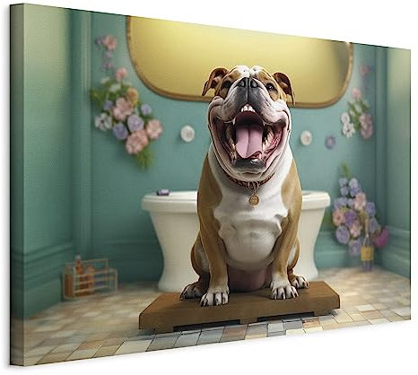 murando - Tableau Acoustique Animal 90x60 cm 1 Partie - Décoration Isolation Phonique Bureau Chambre Panneau Insonorisant Impression sur Toile - Chien drôle Salle bain g-H-10054-b-a