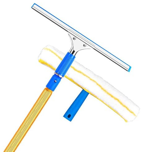 MQZHUK Rasqueta De Cristal Profesional Limpiacristales Poste De ExtensióN De AleacióN De Titanio 5.5 m Limpia Cristales Extensible Profesional Limpieza Paneles Solares Lavado De Camiones Ventanas